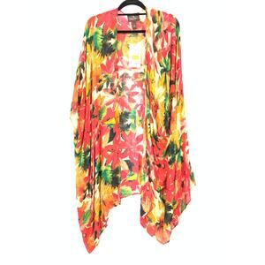 Patricia Nash Short Ruana Coverup Top Womens O/S Multicolor Floral Print NEW